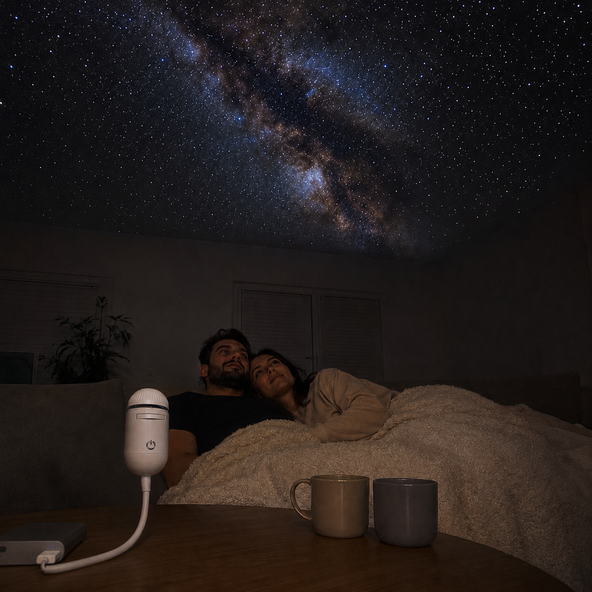 Couple under a Milky Way ceiling